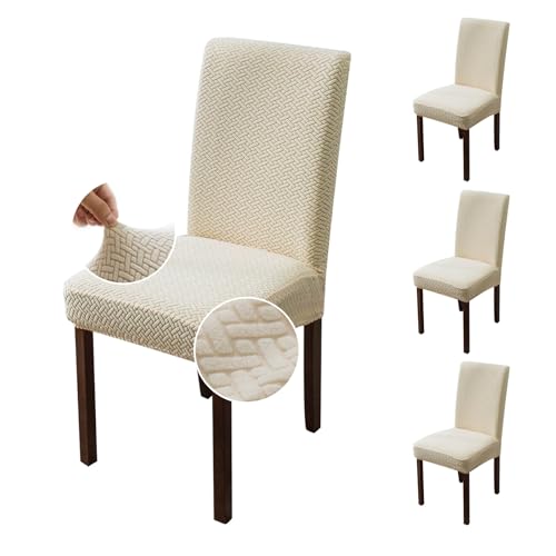 Genina Chair Covers for Dining Room Set of 4 Chair Covers Dining Chair Slipcovers Stretch Kitchen Parsons Chair Covers,Beige