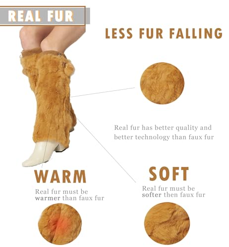 Image of Fur Story Fur Leg Warmers Real Fur Rabbit Winter Leggings Boot Toppers for Women