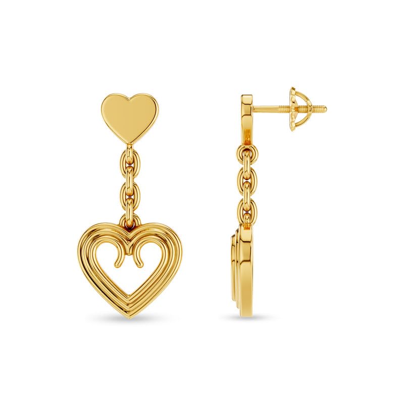 Image of Kisna 9 /14 /18 KT Sway Heart Yellow Gold Earring For Women
