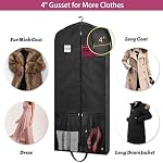 54" Sacs de vêtements pour le voyage, 2 Sac de robe de paquet pour le rangement de vêtements suspendus avec des poches et une fenêtre claire, 4" Sac de rangement pour manteau long, Veste, Chandail, Chemises, Combinaisons