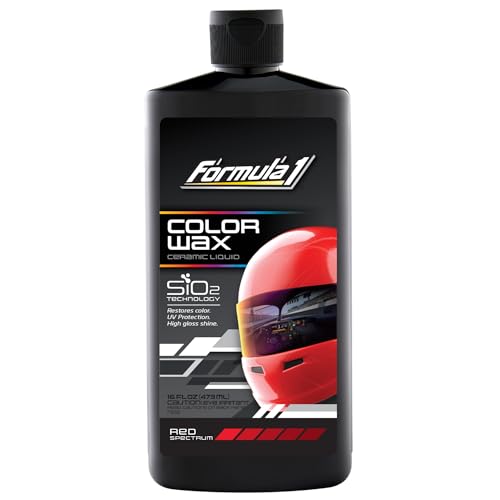 Formula 1 Color Wax Liquid for Red Cars, Gives Ceramic Water Beading Protection and Ultimate Shiny Finish, Fills Minor Scratches with Color-Match Pigment, 16 oz