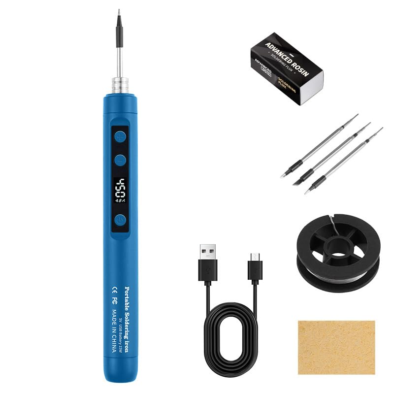 Professional Cordless Soldering Iron Kit USB Type-C Rechargeable Digital LCD Adjustable Temperature Portable Electric Welding Tool for DIY Electronics & Home Repair