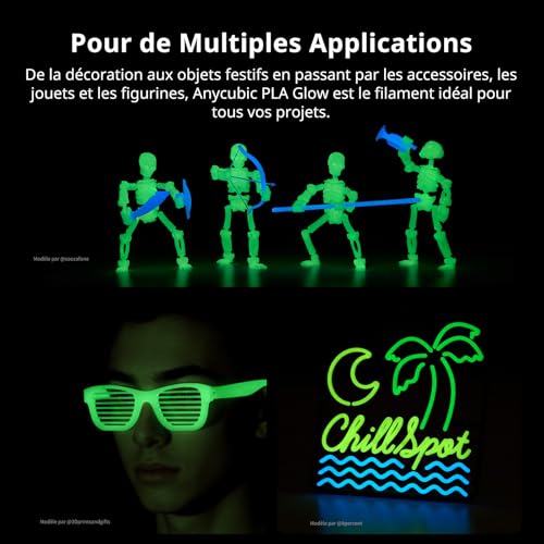Filament PLA Lumineux ANYCUBIC Imprimante 3D Vert Phosphorescent