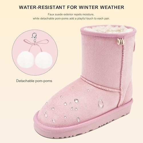 Stelle Girls Boys Boots Kids Snow Winter Boots Outdoor Ankle Warm Slip On Faux Fur Lined Lightweight Shoes(Toddler/Little Kids/Big Kids)4