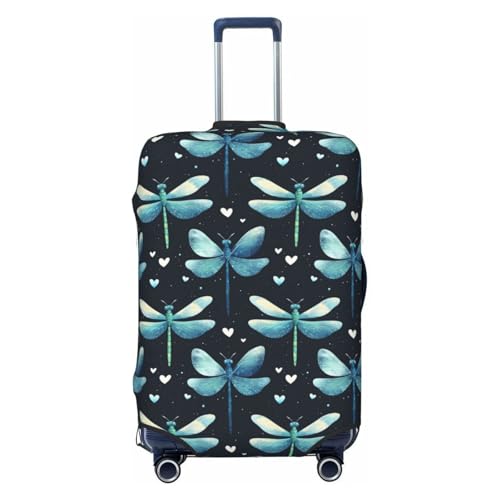 Luggage Cover Protector - Green Dragonfly 1 Print Fit 22-24 Inch Suitcase Covers for Luggage