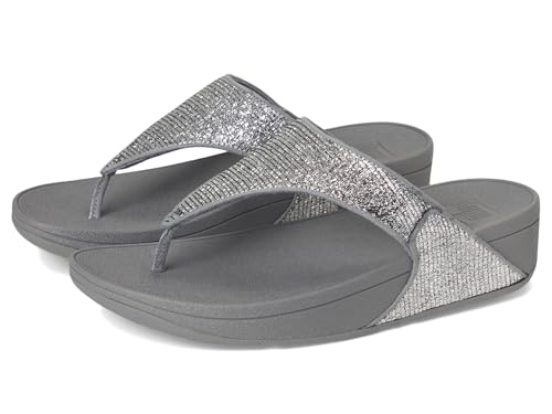 FitFlop Women's Lulu Crinkled-Shimmer Toe-Post Sandals Wedge