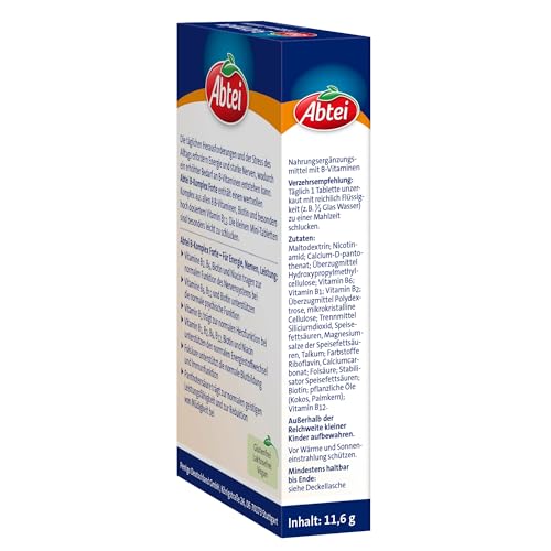 Abtei Vitamin B-Komplex Forte - Für Energie, Nerven, Leistung - Mit allen 8 B-Vitaminen und Biotin - Hochdosiert - Glutenfrei, laktosefrei, vegan - 50 Mini-Tabletten 3