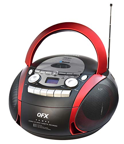 QFX J-23 Portable Bluetooth Am/FM Stereo Radio with CD/MP3/USB/Cassette Player