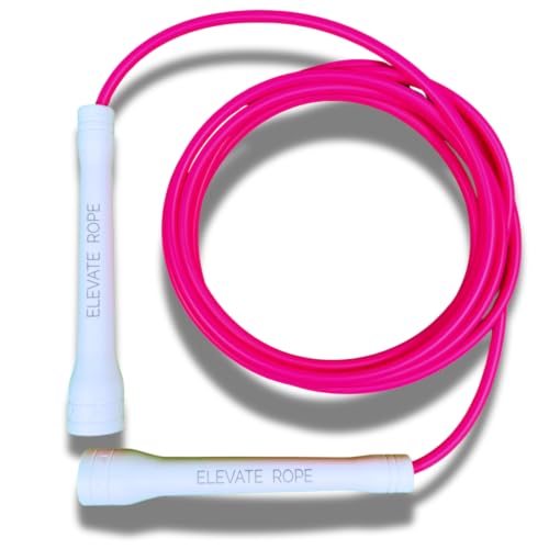 Elevate Speed Rope MAX - Professionelles Springseil aus Strapazierfähigem PVC mit Nylonkern - 5 mm - Länge Max. 3 Meter - Extrem Starke Griffe (Pink) Elevate Speed Rope MAX - Professionelles Springseil aus Strapazierfähigem PVC mit Nylonkern - 5 mm - Länge Max. 3 Meter - Extrem Starke Griffe (Pink)