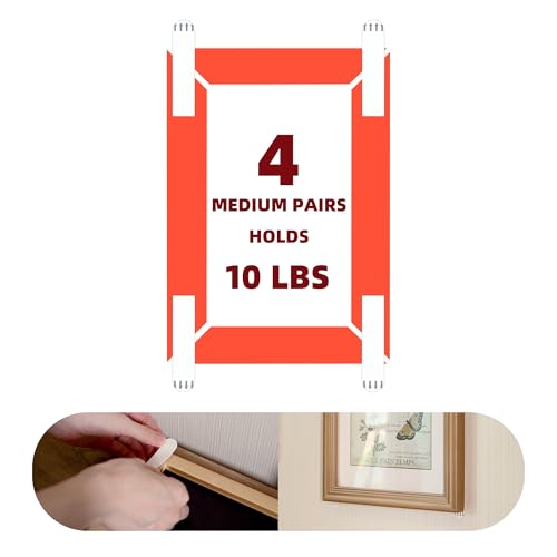 Image of Breliter Double Sided Picture Hanging Strips - 20Pcs Self Adhesive Picture Hanger Kit for Wall, Removable and Damage Free Picture Hanging Adhesive Strips - Medium