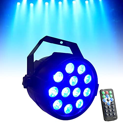 LED Par Strahler 12 LED Tragbares Discolicht Partylicht RGB DMX512 Par Scheinwerfer mit Fernbedienung,Drei Abstrahlwinkel,Bühnenlicht DJ licht für Bar Weihnachten Halloween Musik Disco Party
