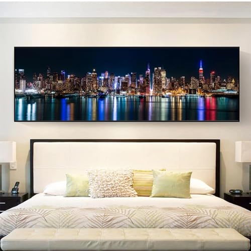 Peinture sur toile de New York 50x120 cm avec cadre noir