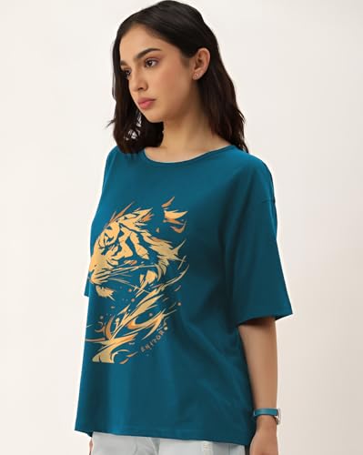 Image of AUSK Oversized T-Shirts || Printed Half Sleeve Tshirt for Womens