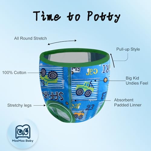 Image of MooMoo Baby Potty Training Underwear 10 Packs Absorbent Toddler Training Pants for Boys and Girls Cotton Pee Pants 2T-9T