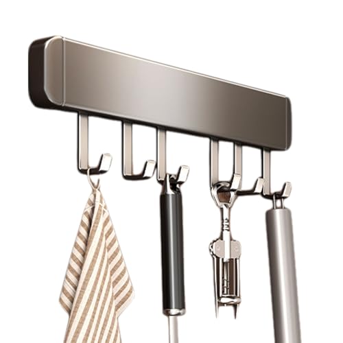 WNDUOKXH Cuchara Pala Utensilios de Cocina Varilla Colgante Con Espacio No Perforado Aluminio Montado En La Pared Almacenamiento Acero Inoxidable Etc, gris 30cm