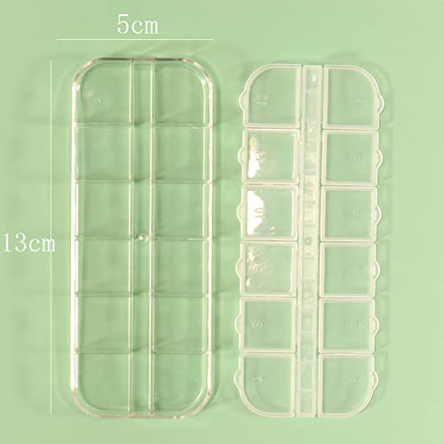 Image of 6PCS Nail Art Tool Jewelry Storage Box, 12 Compartments Plastic Rhinestone Organizer Container Case, Transparent Earrings Organizer Rectangular Jewelry Organizer (A)