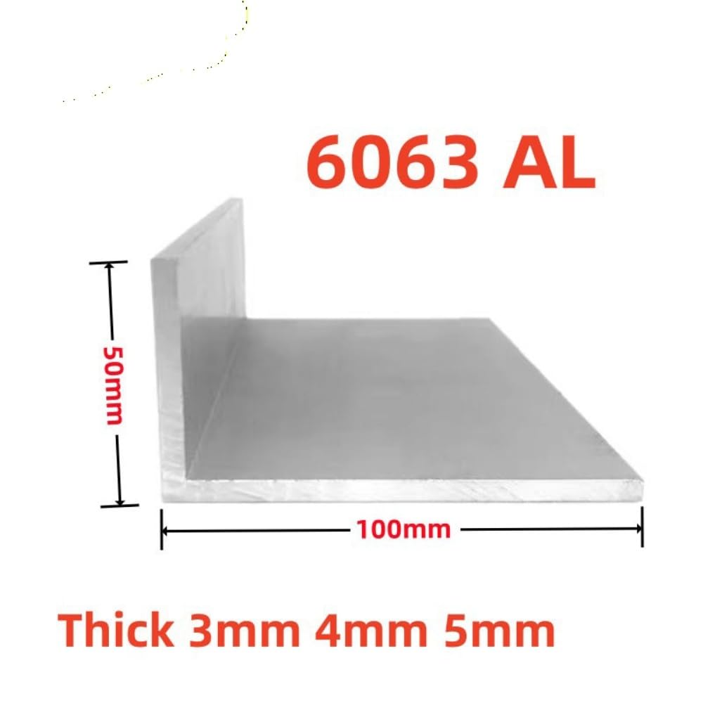 Aluminio de ángulo recto de la serie 50x100mm, aleación de aluminio en forma de L, perfil triangular de borde de aluminio 6063 AL, materiales DIY(Thick 4mm,490mm 1Pcs)