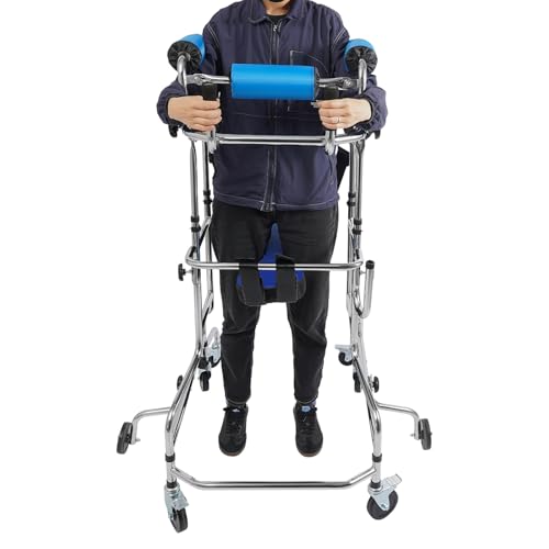 Adjustable Adult Walker with Seat Wheels for Seniors Hemiplegia Rehabilitation Walking Aid for Stroke Patients 59-71