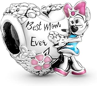 RMMY Charm Best Mom & Mouse Heart 925 Sterling Silver Pendant Dangle Beads for European Bracelets and Necklaces,Chriatmas Halloween Valentine's Day Birthday Jewelry Gifts for Women & Girls