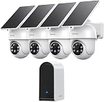 ANSQUE Security Cameras Wireless Outdoor Home System, No Monthly Fees, Solar Powered, 360°Pan & Tilt, Auto Human Tracking, AI Human Detection, 2K Color Night Vision, Local Storage, 4-Camera Kit