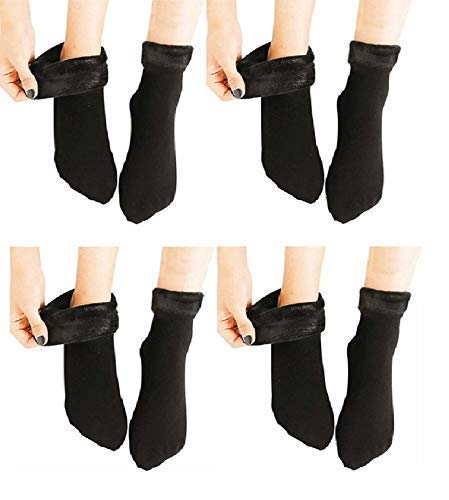 queery Womens Black Winter Warm Socks Thick Fleece Lined Soft Socks Home Floor Socks (Pack of 4 Pairs) QRY04-picture-34