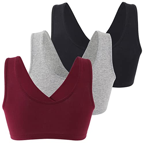 Topwhere Women's Cotton Wireless Sleep Bra For Nursing And Maternity (Black+Grey+Red, Xl) #TOP1
