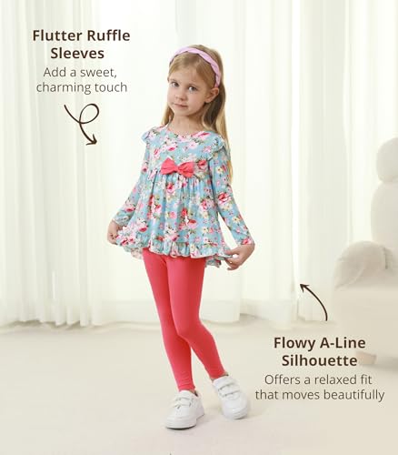 Image of Toddler Girls' Clothes-Viscose from Bamboo, Long Sleeve Ruffle Top with Pant Sets for Kids 2Pcs Fall Outfits 2T-6Y