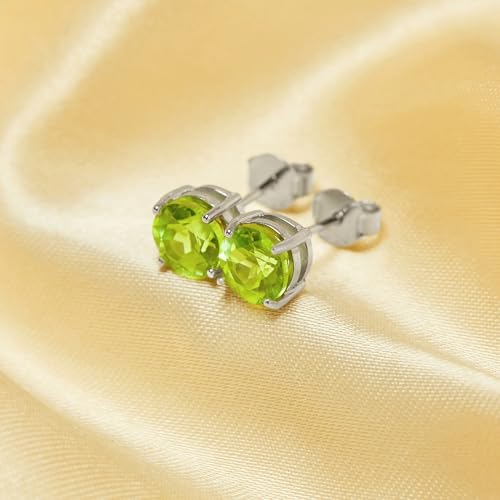 Boucles d'oreilles péridot en argent, cadeau de naissance août - 4