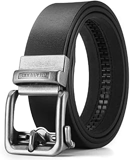 H HELMUT JUST Mens Belt Black Leather 37mm for Jeans Casual Business Work, Trouser Belt Alloy Buckle