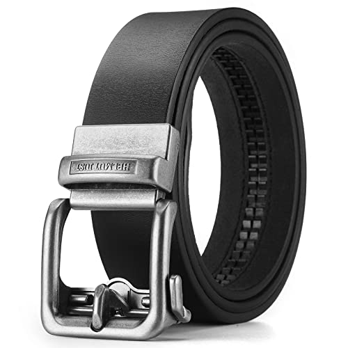 H HELMUT JUST Ceinture Hommes Cuir Noir Boucle Automatique, Largeur 37mm Ceinture Taille Adaptée aux Jeans Costumes Cover