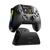 ManbaOne V2 PC コントローラー 多機能LCDディスプレイ付き Switch2 コントローラー ドリフト防止ホールスティック ホールトリガー 連射機能プロコン PC/Switch2/Android/iOS対応 ゲームパッド 1800mAh大容量バッテリー 4つ背面ボタン 有線/無線接続可能 (黒い)