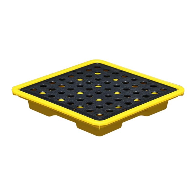 Supporto per espositore, Contenitore per fusti, Pallet di contenimento per fuoriuscite, Piattaforma di spedizione modulare Staccabile, deposito per Garage, Giallo, 2 Pezzi, 33x33x5,8 cm