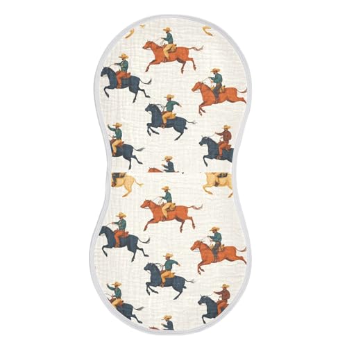 xigua Cowboys Rodeo Colorful Baby Burp Cloths for Newborn Boys and Girls 4 Pack, Soft & Absorbent Cotton Baby Burp Cloth, Baby Washcloths, Newborn Towel, Burp Rags