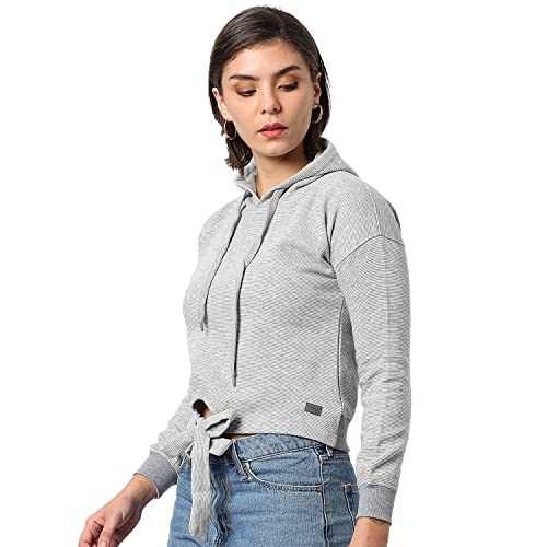 Image of PINACOLADA Women's Double Striped Hoodie with Ribbed Hem for Casual Wear | Hooded Neck | Long Sleeve | Pull On Closure | Cotton Sweatshirt Crafted with Comfort Fit for Everyday Wear