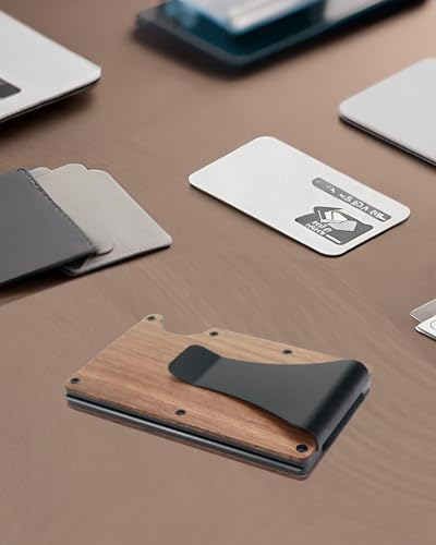 Quluxe Super Slim Minimalist Front Pocket RFID Blocking Wood Wallets for Men with Money Clip- Walnut Color3