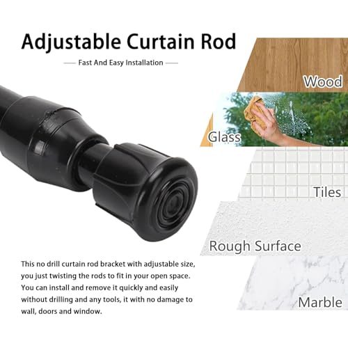 Miniatura 4 de Hapivida Barra De Cortina Telescópica, Barra Telescópica Ducha Con Tensión Ajustable De Acero Negro De Alto Contenido De Carbono Fácil De Ajustar Para Baño Armario Cocina Balcón 40 70 X 4 Piezas