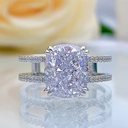Bague diamant en carbone 9x11mm argent 925 l'éclat éternel sans ternissement pour femme