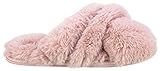 Chinese Laundry Ladies Slipper Plush,Glitzy Cross Band Slipper , Pink, Womens size 7-8