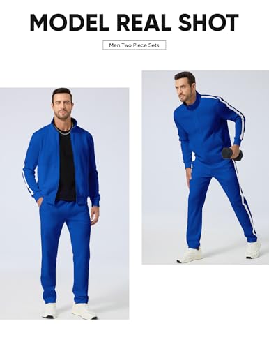 JMIERR Mens Track Suits Sweatsuits 2 Piece Loungewear Sportswear Set Full Zip Jackets and Jogging Joggers 2025 Fall Fashion Matching Sweatsuits Comfiest Airport Outfits, XL, Blue