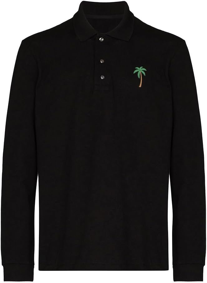 Mens Polo Shirts Palm Tree 3338 Embroidered Long Sleeve Shirts