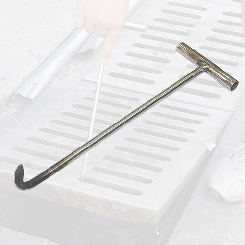 WDJBPSH Stainless Steel Drain Grate Lifter, Protable T Style Cover Hook for Drain Covers/Grates/Shutter Doors, 38/68/88/118 cm Moving Lifting and Pulling Tool (Color : 8mm, Size : 118cm/46.4in)