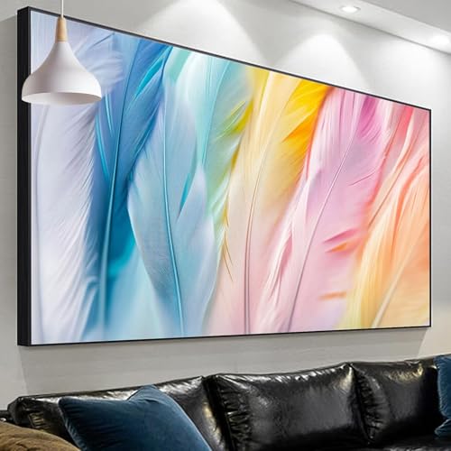 Broderie diamant plume abstrait et point de croix grand format pour décoration murale