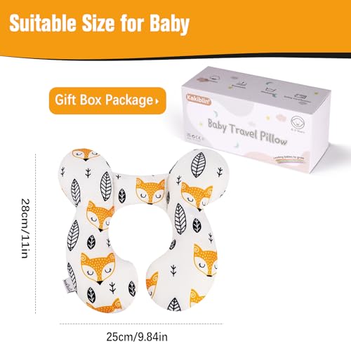 Image of KAKIBLIN Baby Neck Pillow, Upgraded Baby Support Pillow for Head and Neck, Babies Head Pillow for Car Seat, Stroller, Pushchair,Travel(Yellow Fox)