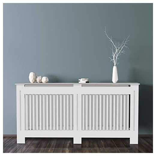 FATIVO Cubierta de Radiador, Cubreradiadores de Madera, Cubre Radiador de MDF, Color Blanco, Estante para Radiador Vertical (172x19x82cm)