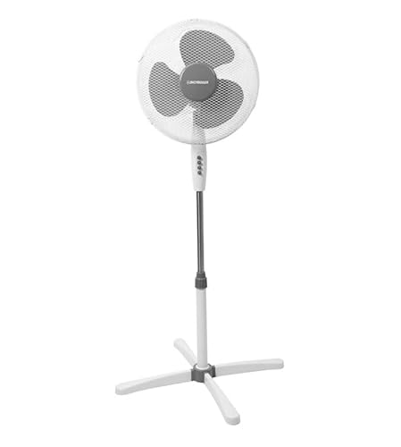 Generico Ventilatore a piantana 45 w, altezza 130 cm regolabile, diametro 41 cm, 3 pale, 3 livelli di velocità, oscillante
