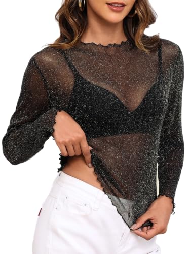 Women's Sheer Mesh Long Sleeve Tee