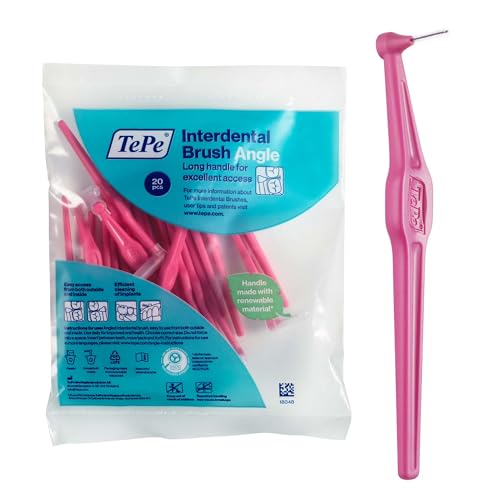 TePe Angle Interdentalbürste, Pink, 0,4mm/ISO 0, 20 Stk., Plaque-Entfernung, effiziente Reinigung der Zahnzwischenräume, für kleine Zahnlücken, sorgt für die Erhaltung von kräftigem Zahnfleisch