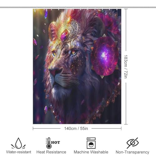 Rideau de douche imperméable lion anti-éclaboussures en polyester lavable - 4