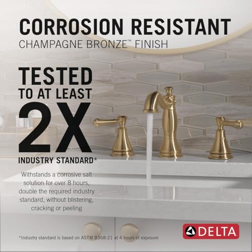 Delta Faucet Cassidy Widespread Bathroom Faucet 3 Hole, Gold Bathroom Faucet, Bathroom Sink Faucet, Metal Drain Assembly, Champagne Bronze 3597LF-CZMPU by DELTA - Image 3