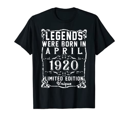 Cumpleaños Abril 1920 Edición Limitada Regalo April Camiseta